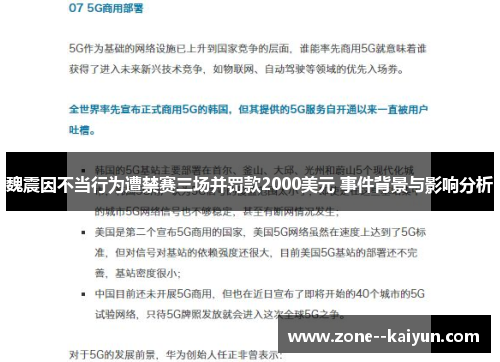 魏震因不当行为遭禁赛三场并罚款2000美元 事件背景与影响分析